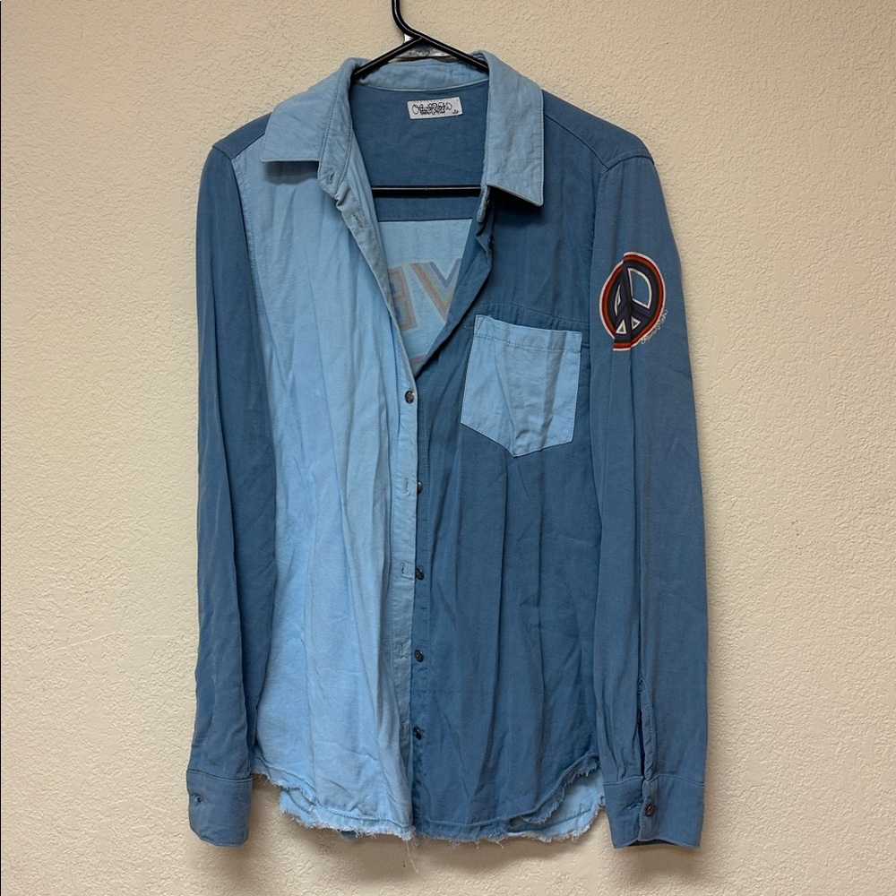 Lauren Moshi womans NwOT Blue 'Lover'” button down tunic Shirt size S - Picture 4 of 6